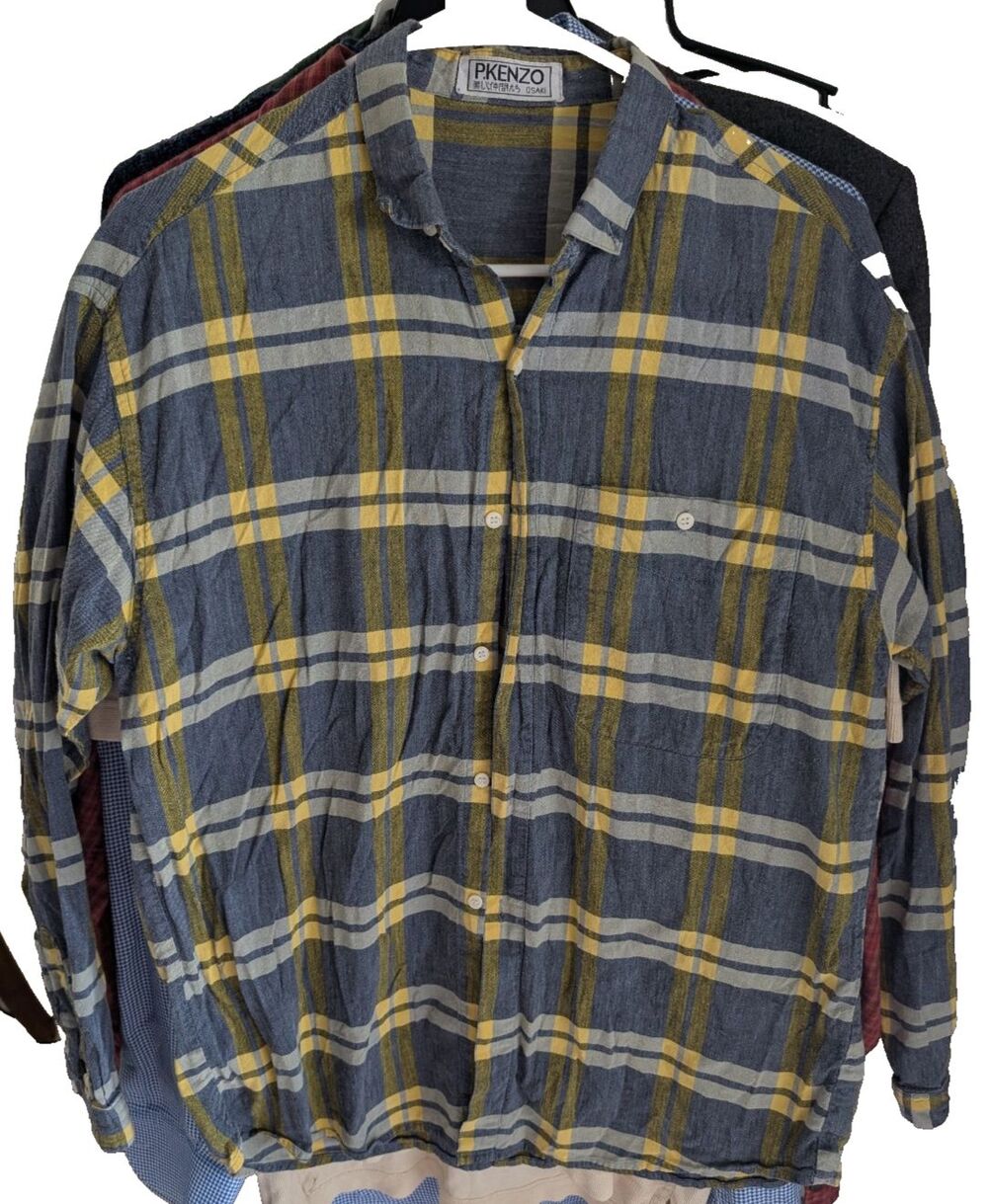 Vintage P Kenzo Osaki Men's Button Down Plaid Shirt
